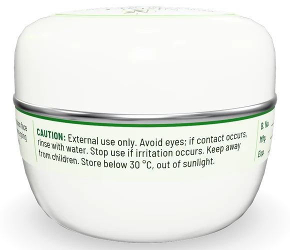 Side of the jar: directions and caution