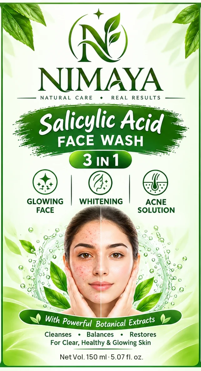 Front of the Nimaya face wash label